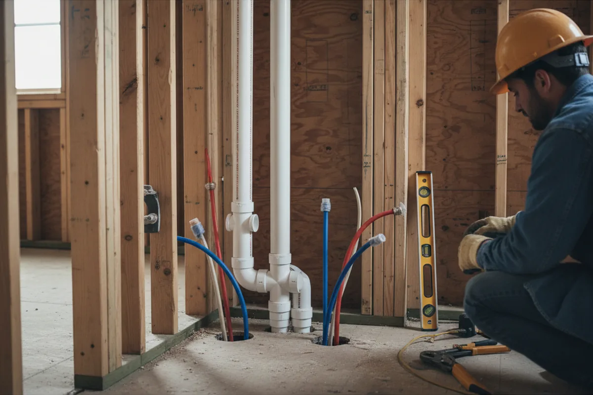 Drain and supply rough-in during Leak Detection in Cecil