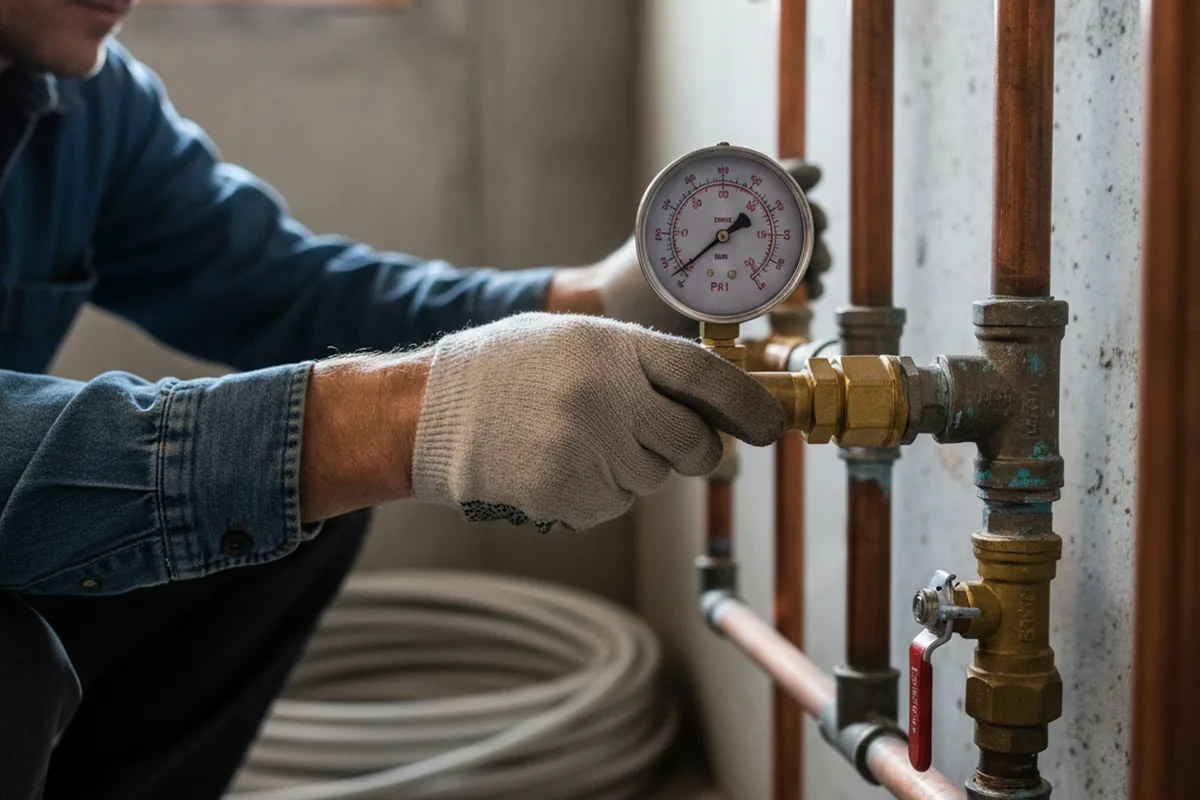 Pressure testing a repaired line during Water Line Repair in Cecil